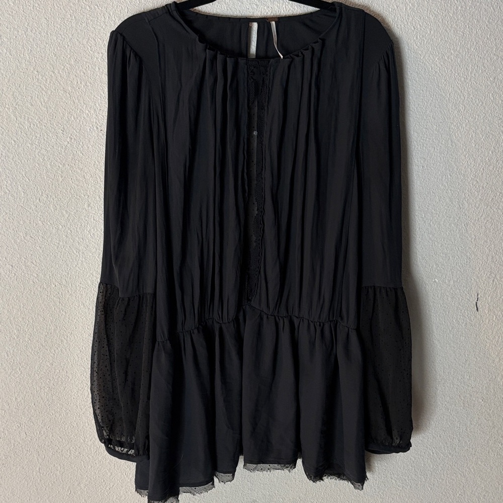 Free People Black Peasant Tunic Top